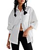 Color:White - Image 1 - Happy Hour Button Front Long Sleeve Top