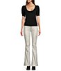 Color:Disco Ball Silver - Image 3 - Jayde Metallic Super High Rise Flared Leg Jeans