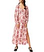 Color:Lilac Combo - Image 1 - Jaymes Floral Print Square Neck Long Sleeves Midi Dress
