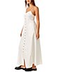 Color:Ivory - Image 3 - Just Jill Sweetheart Neck Sleeveless Spaghetti Strap Pocketed Button Front Empire Waist Maxi Dress