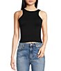 Color:Black - Image 1 - Knit Clean Lines High Neck Sleeveless Camisole