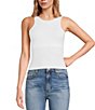 Color:White - Image 1 - Knit Clean Lines High Neck Sleeveless Camisole