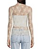Color:Evening Creme - Image 2 - Lady Lux Jacquard Sheer Mock Neck Long Sleeve Layering Top