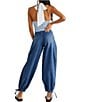 Color:Juno - Image 6 - Lotus Mid Rise Cinched-Tie Wide Leg Banded Ankle Jeans