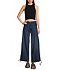 Color:Juno - Image 3 - Lotus Mid Rise Cinched-Tie Wide Leg Banded Ankle Jeans