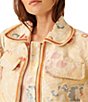 Color:Golden Wheat Combo - Image 6 - Margot Floral Print Collar Neck Long Sleeve Cropped Jacket