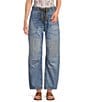 Color:Truest Blue - Image 1 - Moxie Low Rise Pull-On Barrel Jeans