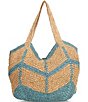 Color:Seascape Combo - Image 1 - Mykonos Straw Tote Bag