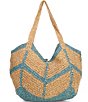 Color:Seascape Combo - Image 2 - Mykonos Straw Tote Bag