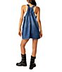 Color:Sapphire Wash - Image 2 - Overall Square Neck Sleeveless Front Pocket Mini Dress