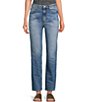 Color:Mid Blue - Image 1 - Pacifica Rigid Denim Cotton High Rise Straight Leg Jeans