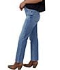Color:Mid Blue - Image 6 - Pacifica Rigid Denim Cotton High Rise Straight Leg Jeans