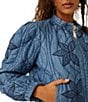 Color:Indigo Combo - Image 5 - Quinn Quilted Patchwork Button Front Long Sleeve Jacket