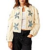 Color:Teal Combo - Image 1 - Quinn Quilted Patchwork Button Front Long Sleeve Jacket