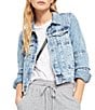 Color:Indigo Blue - Image 1 - Rumors Point Collar Long Sleeve Button Front Relaxed Denim Jacket
