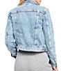 Color:Indigo Blue - Image 2 - Rumors Point Collar Long Sleeve Button Front Relaxed Denim Jacket