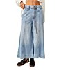Color:Bright Eyes - Image 1 - Sheer Luck Denim Seam Detail Cropped Wide Leg Jeans