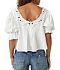 Color:Optic White - Image 2 - Sophie Embroidered Scoop Neck Short Sleeve Top