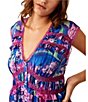 Color:Ultra Violet Combo - Image 5 - Spring Fling Floral Print Lace V Neck Short Sleeve Mini Dress
