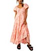 Color:Pinky Combo - Image 1 - Sundrenched Floral Print Sweetheart Neck Short Puff Sleeve Maxi Dress