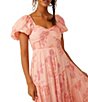 Color:Pinky Combo - Image 4 - Sundrenched Floral Print Sweetheart Neck Short Puff Sleeve Maxi Dress