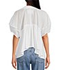 Color:Optic White - Image 2 - Sunray Babydoll Collared Neck Short Sleeve Top