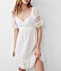 Color:Linen White - Image 1 - Alissa Sweetheart Neck Short Puff Sleeve Dress