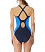 Color:Astral Navy - Image 2 - Freestyle Colorblock Scoop Neck High Leg Underwire Extended Bra Size One Piece Swimsuit