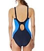 Color:Astral Navy - Image 3 - Freestyle Colorblock Scoop Neck High Leg Underwire Extended Bra Size One Piece Swimsuit