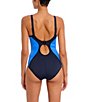 Color:Astral Navy - Image 6 - Freestyle Colorblock Scoop Neck High Leg Underwire Extended Bra Size One Piece Swimsuit
