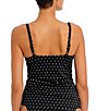Color:Black - Image 2 - Jewel Cove Dotted Print Non-Padded Plunge V-Neck Extended Bra Sizes Underwire Tankini Swim Top