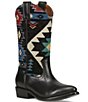 Color:Black Southwest - Image 1 - Leather Billy Woven Canvas and Leather Southwest Western Boots