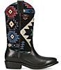 Color:Black Southwest - Image 2 - Leather Billy Woven Canvas and Leather Southwest Western Boots