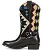 Color:Black Southwest - Image 4 - Leather Billy Woven Canvas and Leather Southwest Western Boots