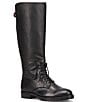Color:Black - Image 1 - Melissa Leather Lug Sole Lace-Up Riding Boots