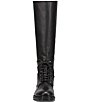 Color:Black - Image 5 - Melissa Leather Lug Sole Lace-Up Riding Boots