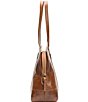 Color:Cognac - Image 3 - Melissa Zip Domed Leather Satchel Bag