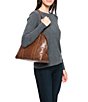 Color:Cognac - Image 5 - Melissa Zip Domed Leather Satchel Bag