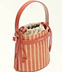Color:Toni Cannell - Image 3 - Giove Mini Leather Straw Bucket Bag