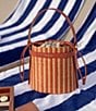 Color:Toni Cannell - Image 5 - Giove Mini Leather Straw Bucket Bag