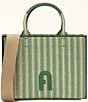 Color:Toni Mineral - Image 1 - Small Striped Rafia Leather Straw Opportunity Tote Bag
