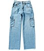 Color:Light Stone Wash - Image 1 - Big Girls 7-16 Distressed Cargo Jeans