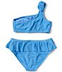Color:Capri - Image 2 - Big Girls 7-16 One-Shoulder Tie Bralette Two-Piece Swimsuit