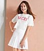 Color:Strawberry - Image 2 - Big Girls 7-16 Short-Sleeve Boxy Vacay Graphic Cropped T-Shirt