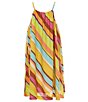 Color:Multi - Image 2 - Big Girls 7-16 Sleeveless Striped Halter Neck Trapeze Dress