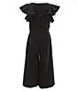 Color:Black - Image 2 - Big Girls 7-16 Tiered Ruffle Sleeve Jumpsuit