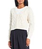 Color:Ivory - Image 1 - Button Front Cable Knit Sweater