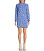 Color:Blue Multi - Image 1 - Geometric Swirl Print Sweater Dress