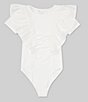 Color:White - Image 1 - Girls Big Girls 7-16 Ruffle Front Bodysuit
