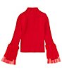 Color:Red - Image 1 - Big Girls 7-16 Tulle Sleeve Mock Neck Sweater